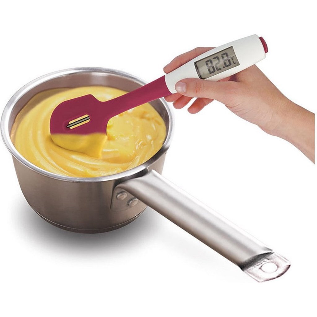Spatule Metaltex Dolceforno avec thermomètre de cuisson silicone violet blanc