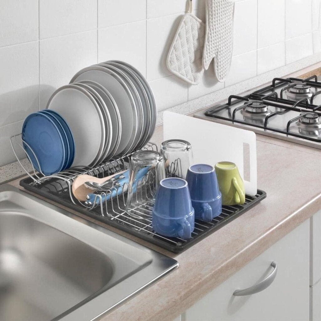 Metaltex égouttoir à vaisselle wingtex 51x31 cm argent anthracite 2 pièces