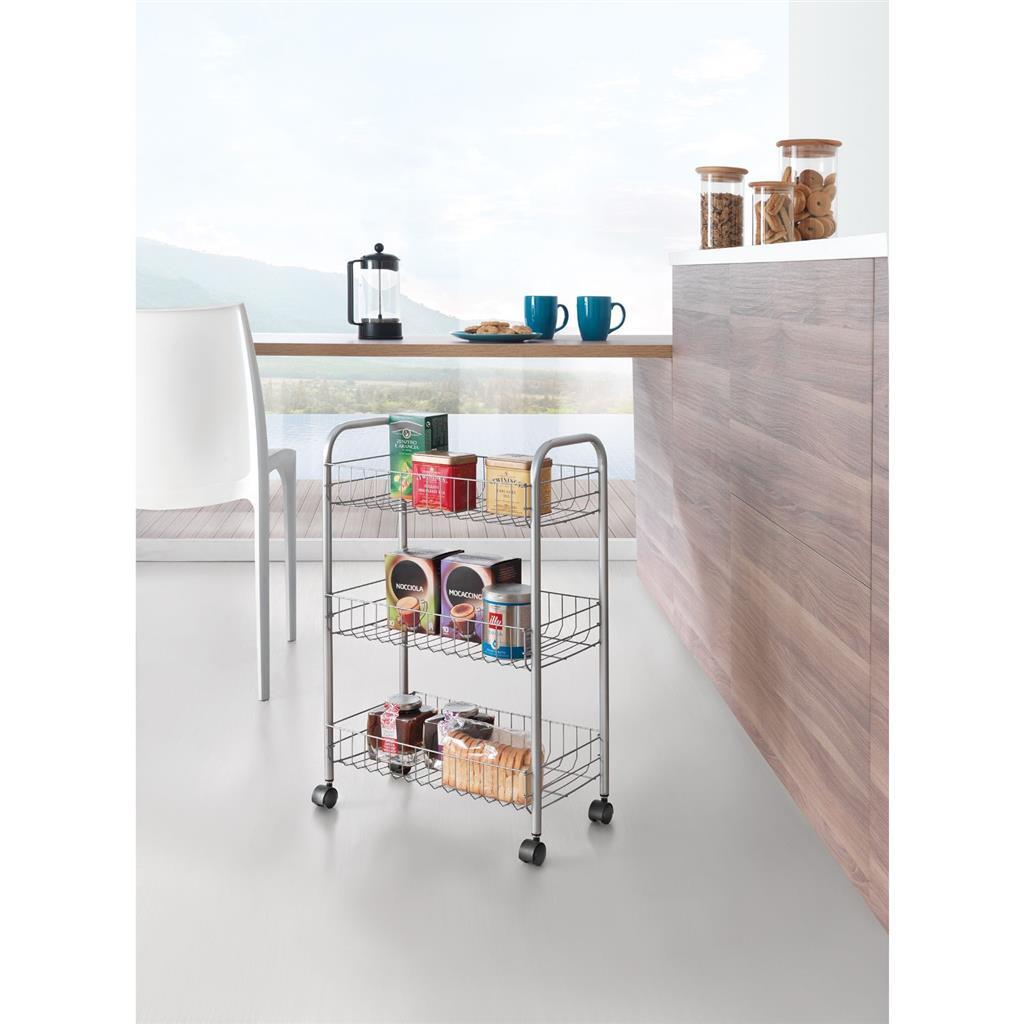 Metaltex tomado cuisine salle de bain chariot de rangement lugano 41x23x63 cm roues