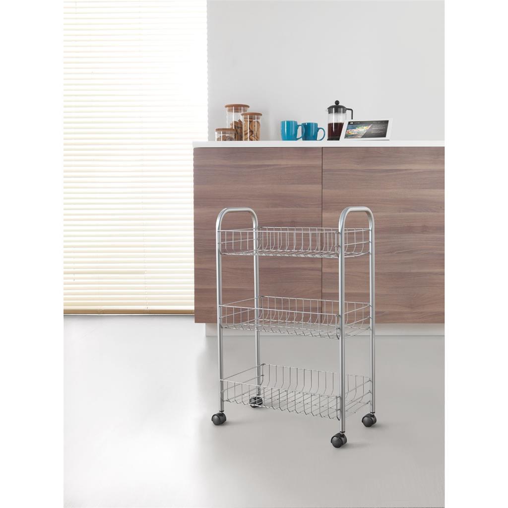 Metaltex tomado cuisine salle de bain chariot de rangement lugano 41x23x63 cm roues