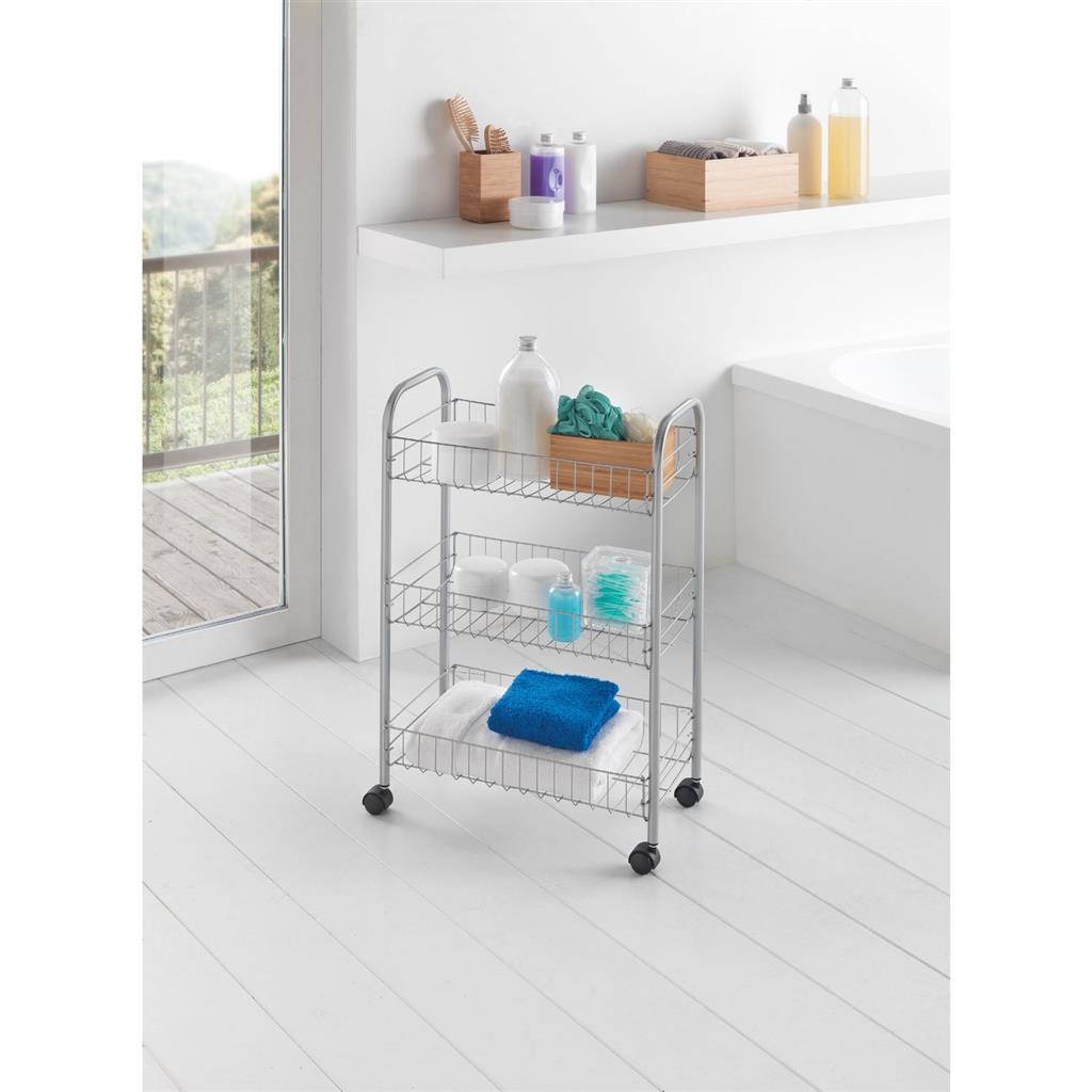 Metaltex tomado cuisine salle de bain chariot de rangement lugano 41x23x63 cm roues