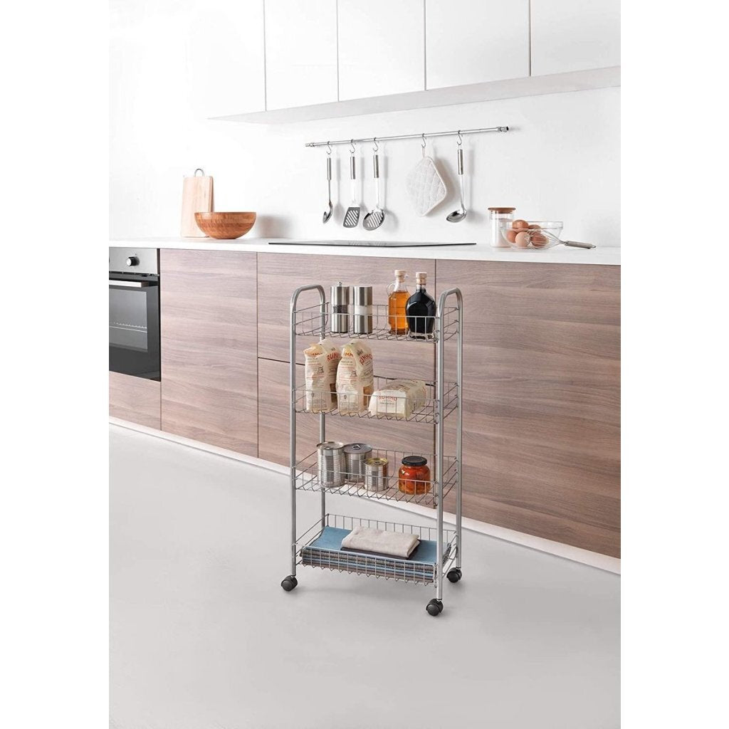 Metaltex chariot de rangement ascona gris