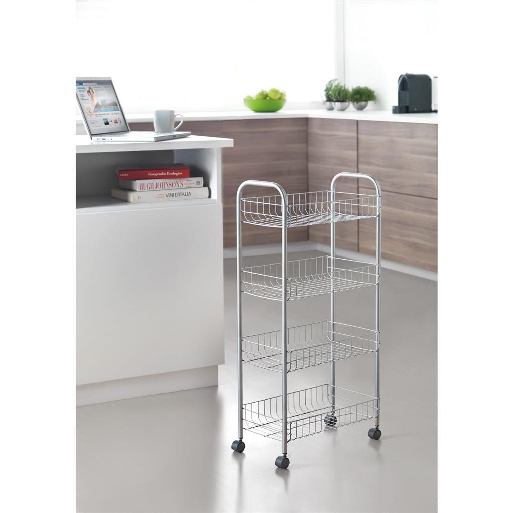 Metaltex chariot de rangement ascona gris