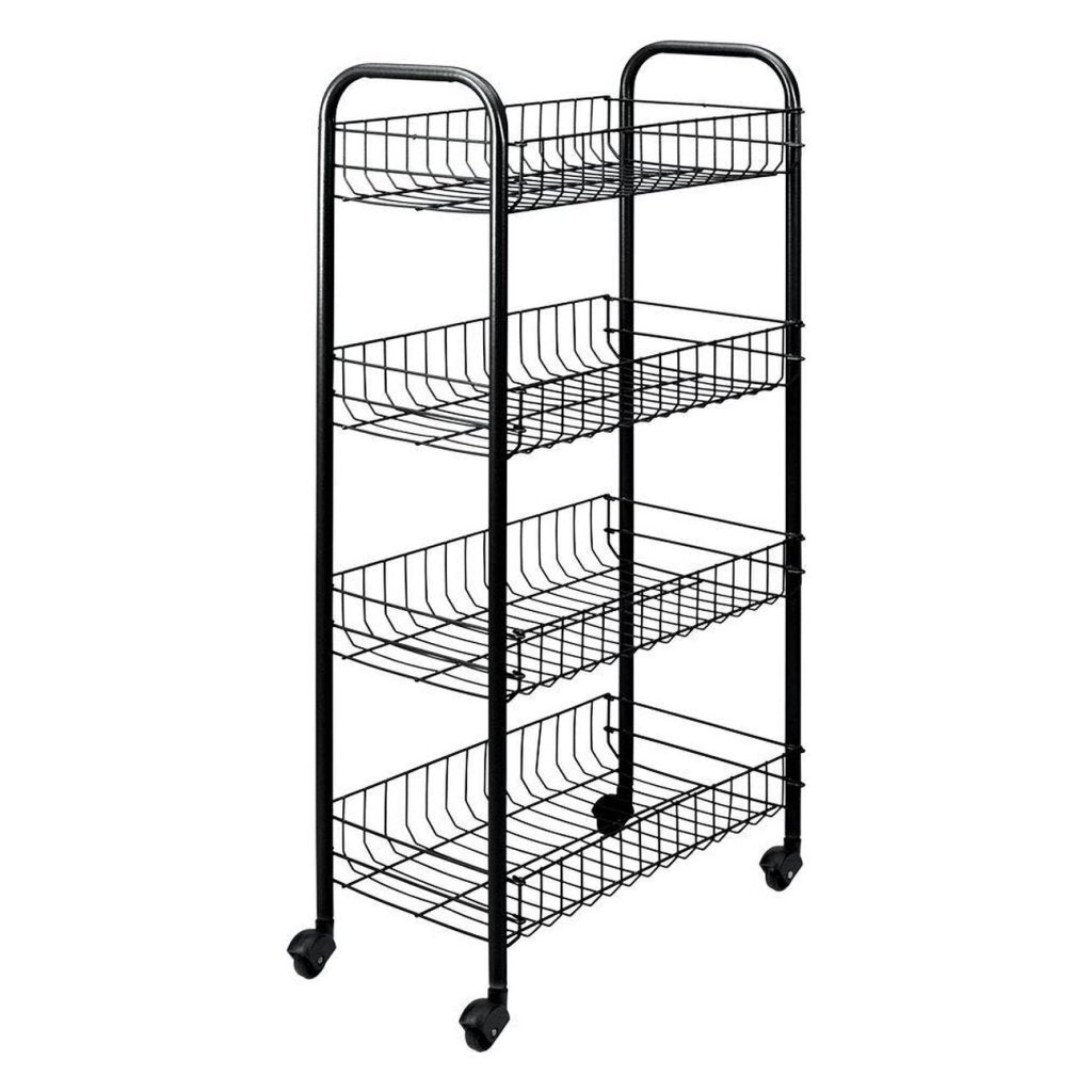 Tomado-metaltex chariot de rangement cuisine salle de bain pisa avec 4 paniers noir