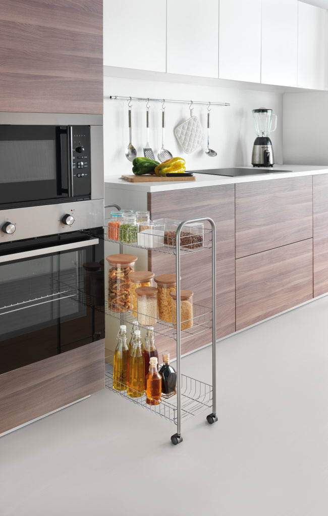 Tomado-metaltex metaltex slim le chariot de rangement de luxe avec 3 paniers métalliques