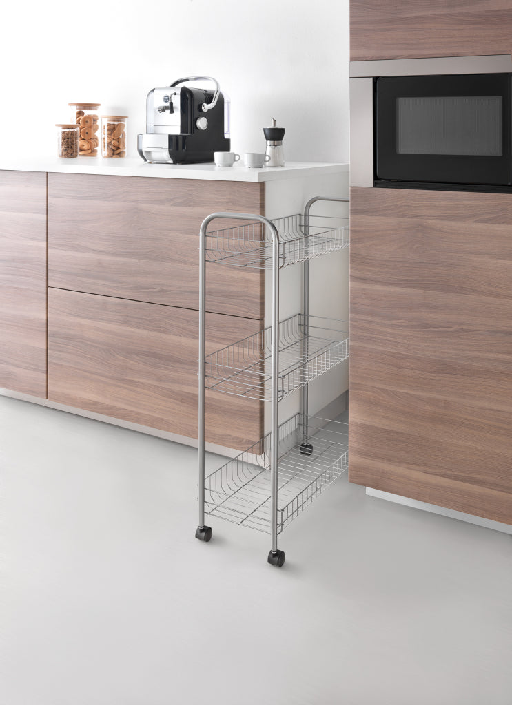 Tomado-metaltex metaltex slim le chariot de rangement de luxe avec 3 paniers métalliques