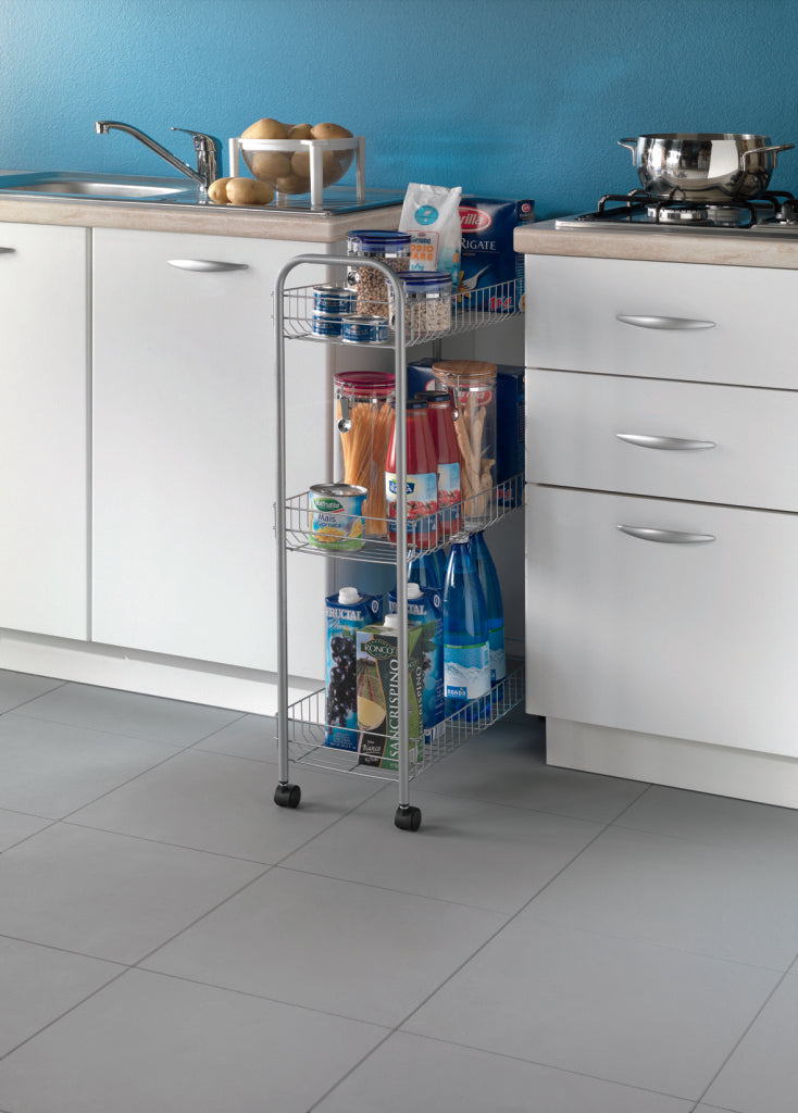 Tomado-metaltex metaltex slim le chariot de rangement de luxe avec 3 paniers métalliques