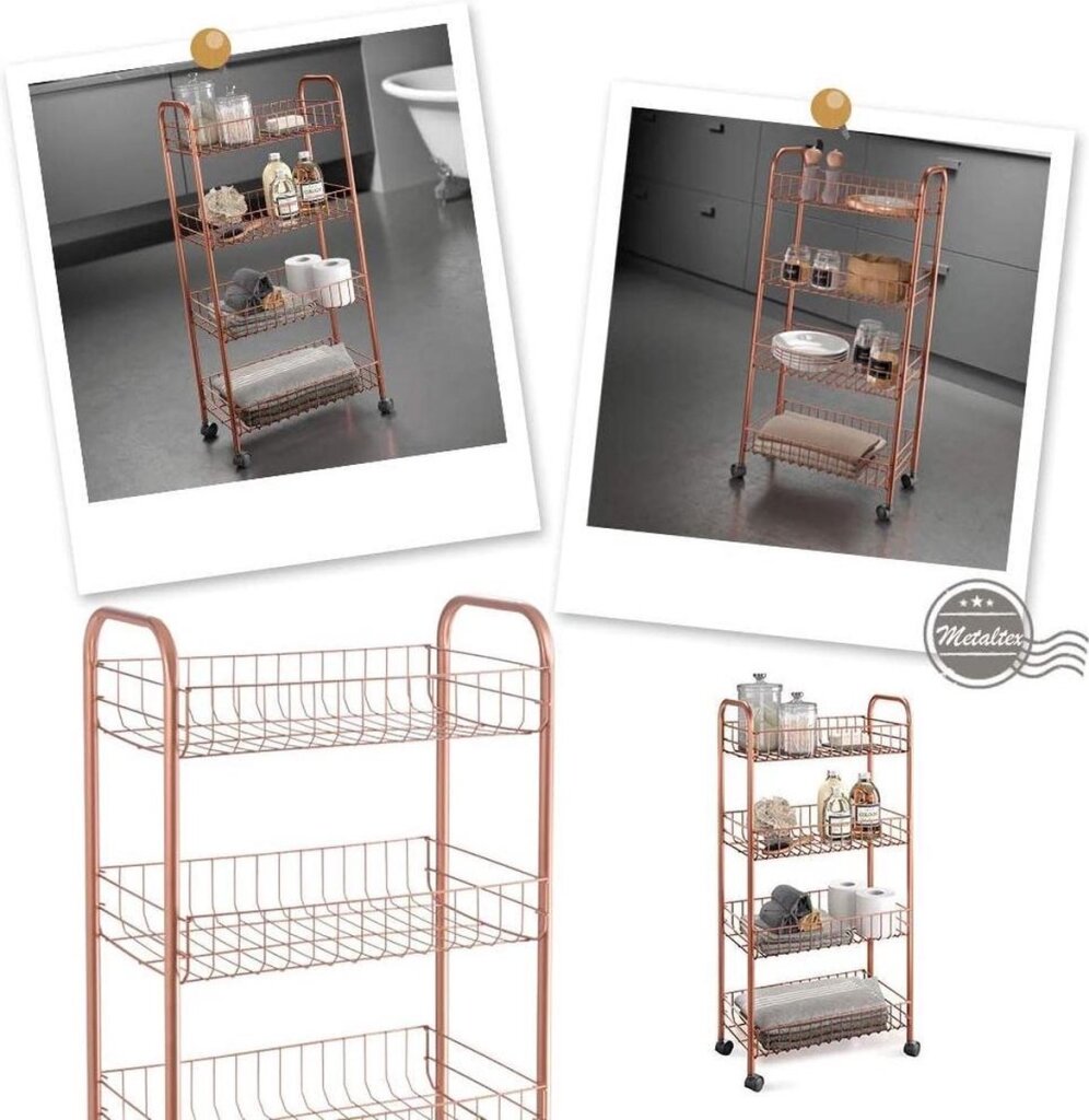 Metaltex Metaltex Armoire à roulettes Ascona 84x41cm Acier Cuivre