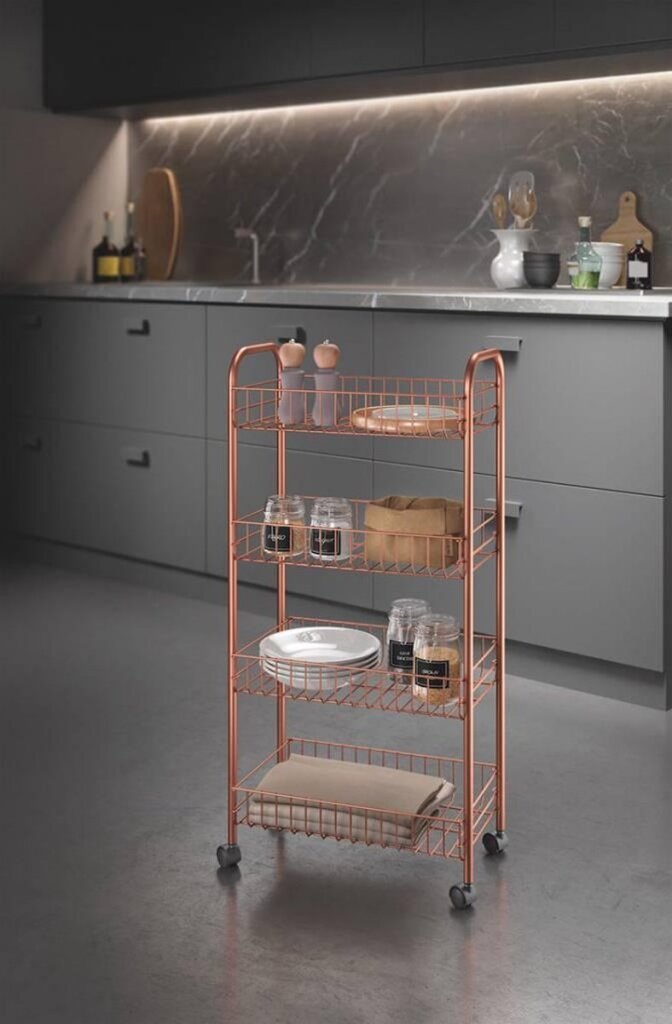 Metaltex Metaltex Armoire à roulettes Ascona 84x41cm Acier Cuivre