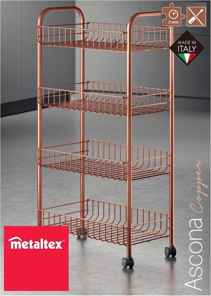 Metaltex Metaltex Armoire à roulettes Ascona 84x41cm Acier Cuivre