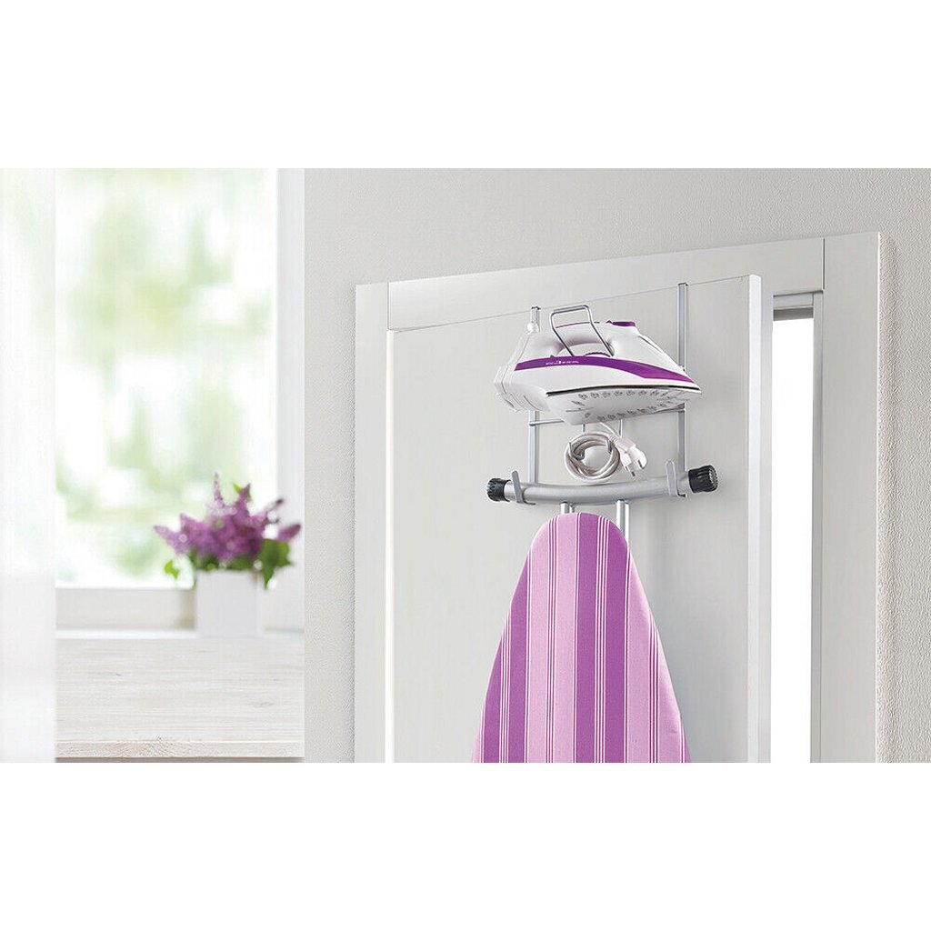 Metaltex sur la porte support de set de repassage gain de place 28x12x28 cm argent