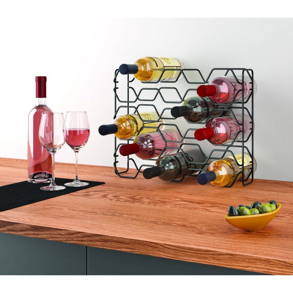 Metaltex casier à vin hexagone pour 15 bouteilles 43x12x34 noir