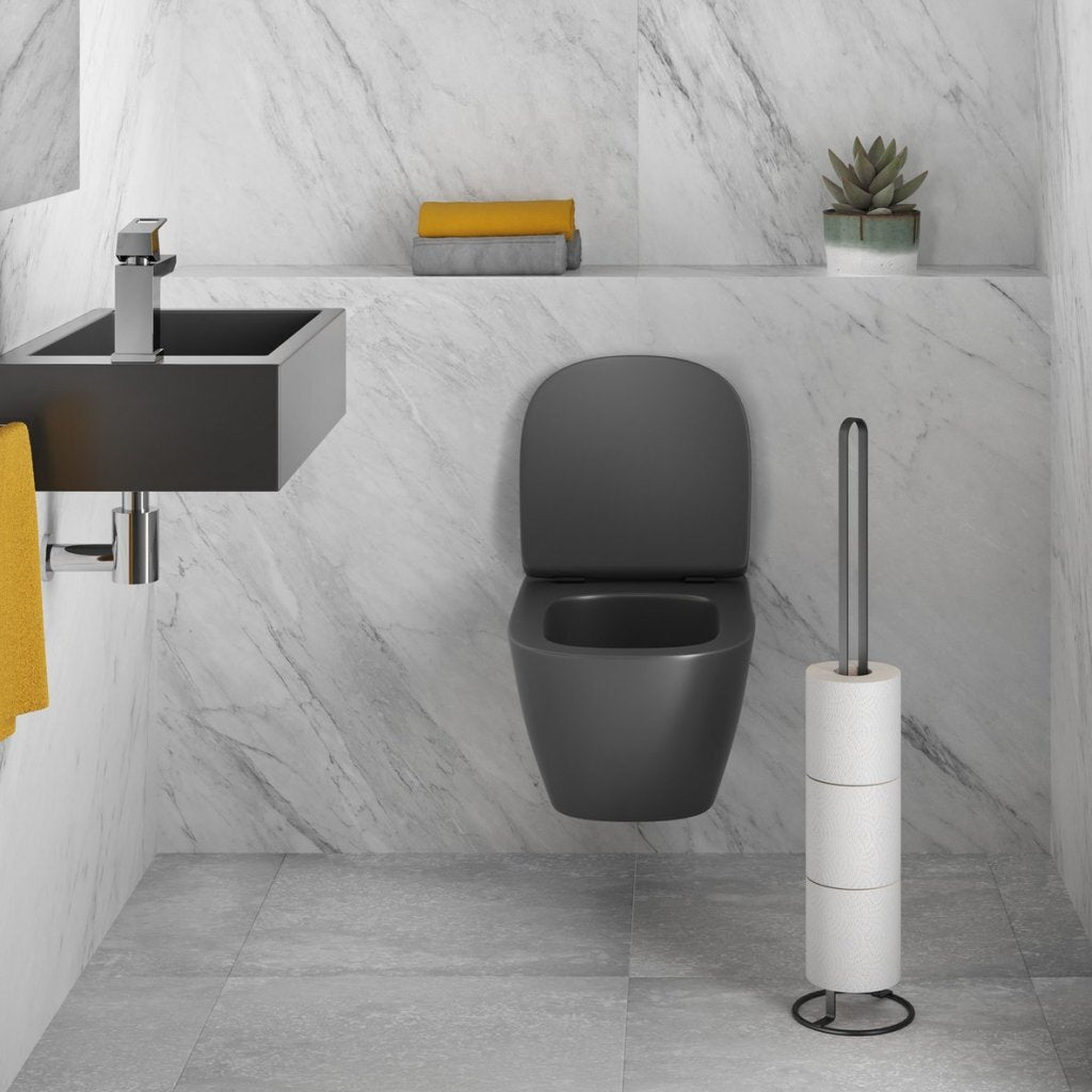 Porte-rouleau de papier toilette Metaltex pour 5 rouleaux 58x13 cm noir