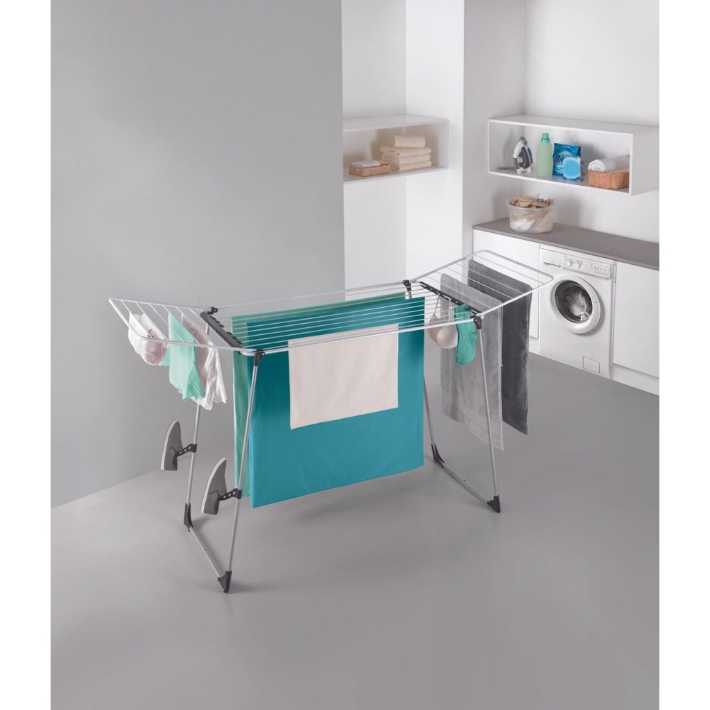 Etendoir ouragan Metaltex 197x65x115 cm 24 m de longueur de séchage argent noir