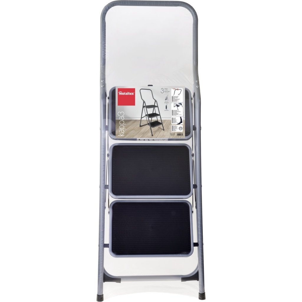 Metaltex échelle de ménage kappa 3 46x62x136 cm acier inoxydable gris noir