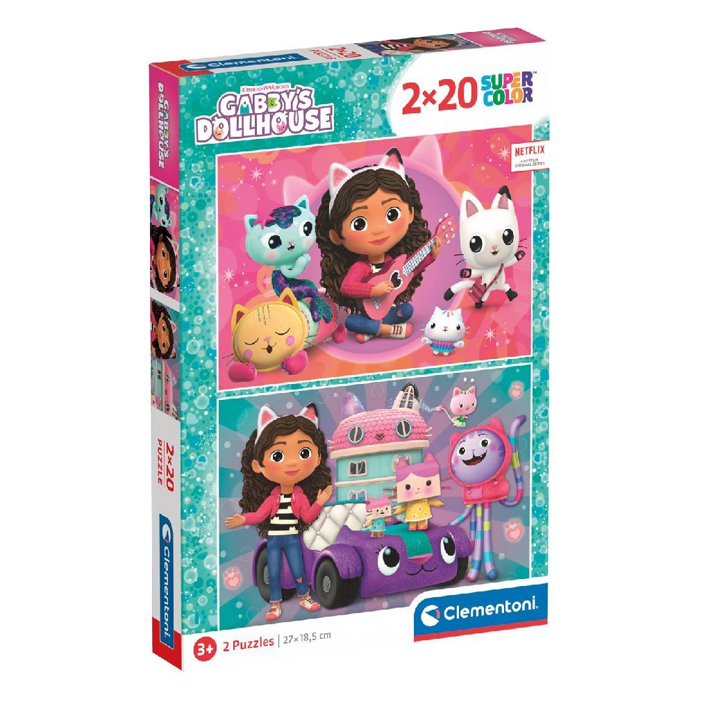 Clementoni supercolor puzzle gabbys maison de poupée 2x20 pièces