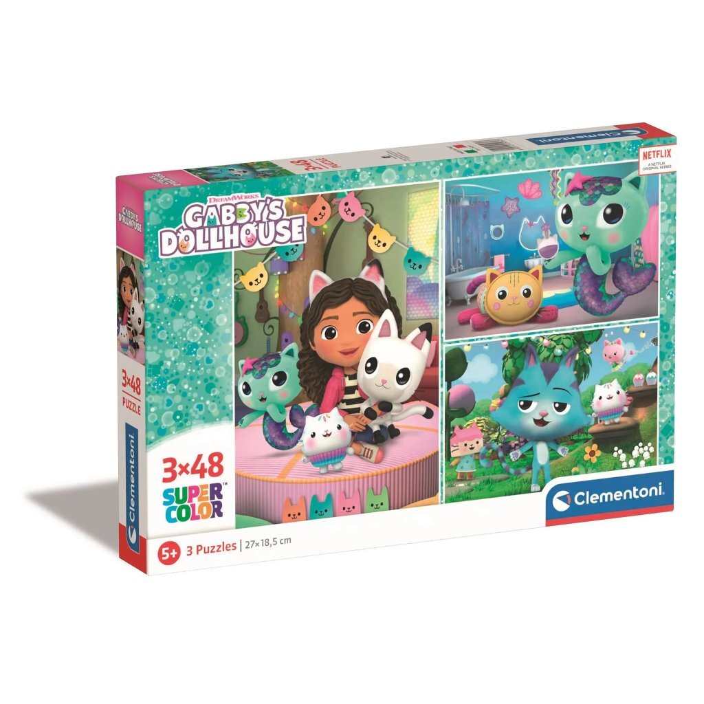 Clementoni Puzzle Maison de poupée de Gabby, 3x48 pièces.