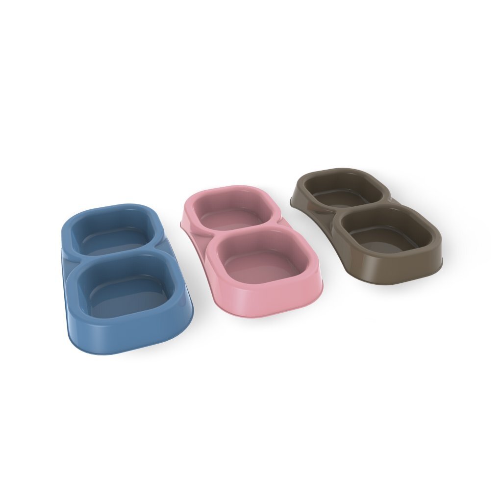 Bol d'alimentation double pour animaux de compagnie Bama 21x11,5x3 cm différentes couleurs