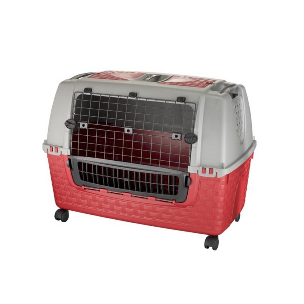 Bama caisse de transport pour animaux à roulettes 88x52x60 cm rouge gris