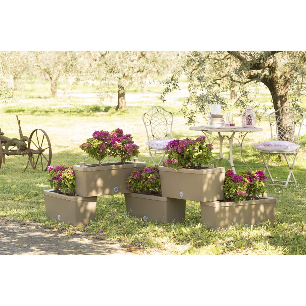 Jardinières connectables brique Bama 75l 59x23x27 cm 5 pièces taupe
