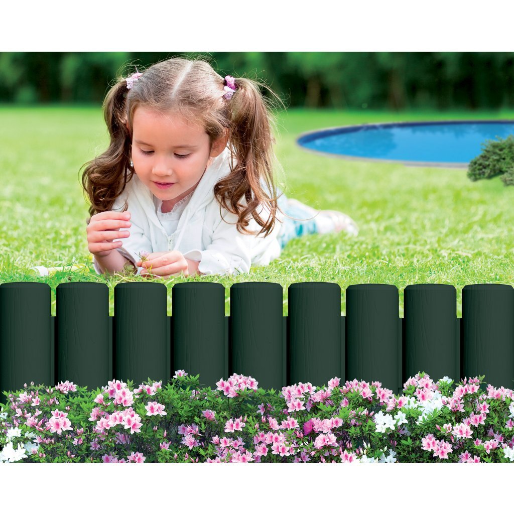 Bama bordure modulable de jardin imitation bois 38,5x15 cm 6 pièces vert