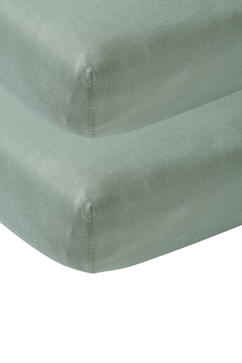 Meyco baby uni hoeslaken ledikant - 2-pack - stone green - 60x120cm