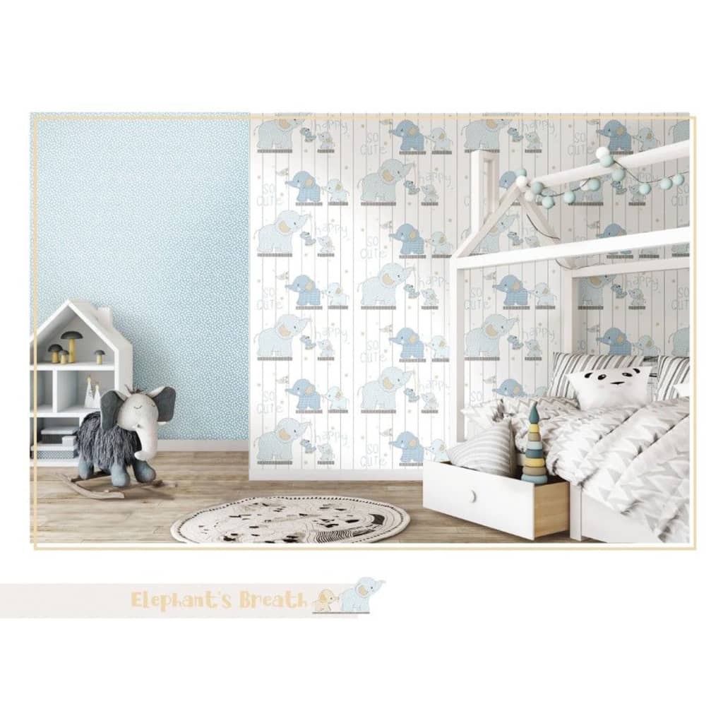 Papier peint mural nord mondo bébé petit pois bleu et blanc