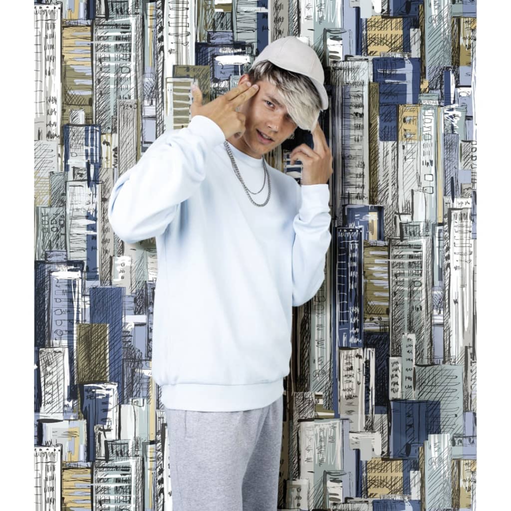 North Wall Wallpaper Friends Caxe Cities and Skyline Blue