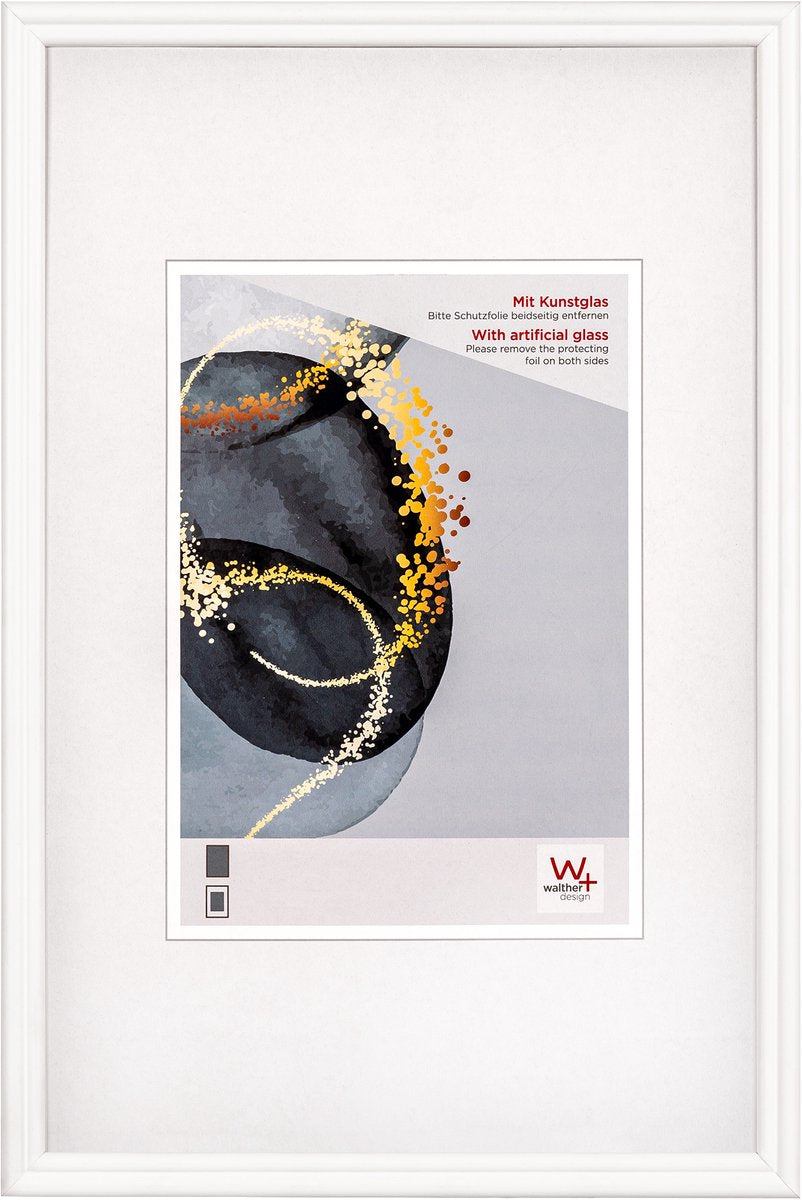 Walther select - cadre en bois - format photo 20x30 cm - verre d'art - blanc