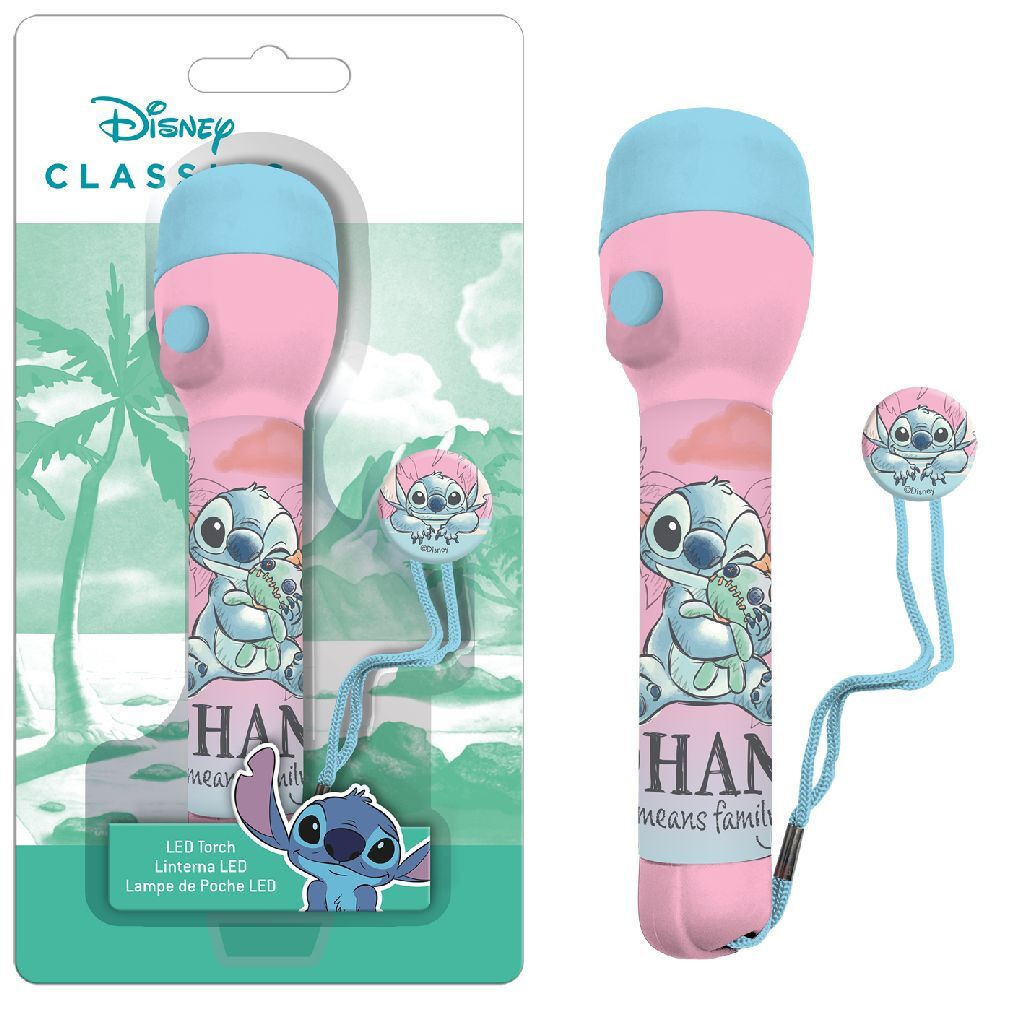 Lampe de poche Disney stitch 16 cm bleu rose