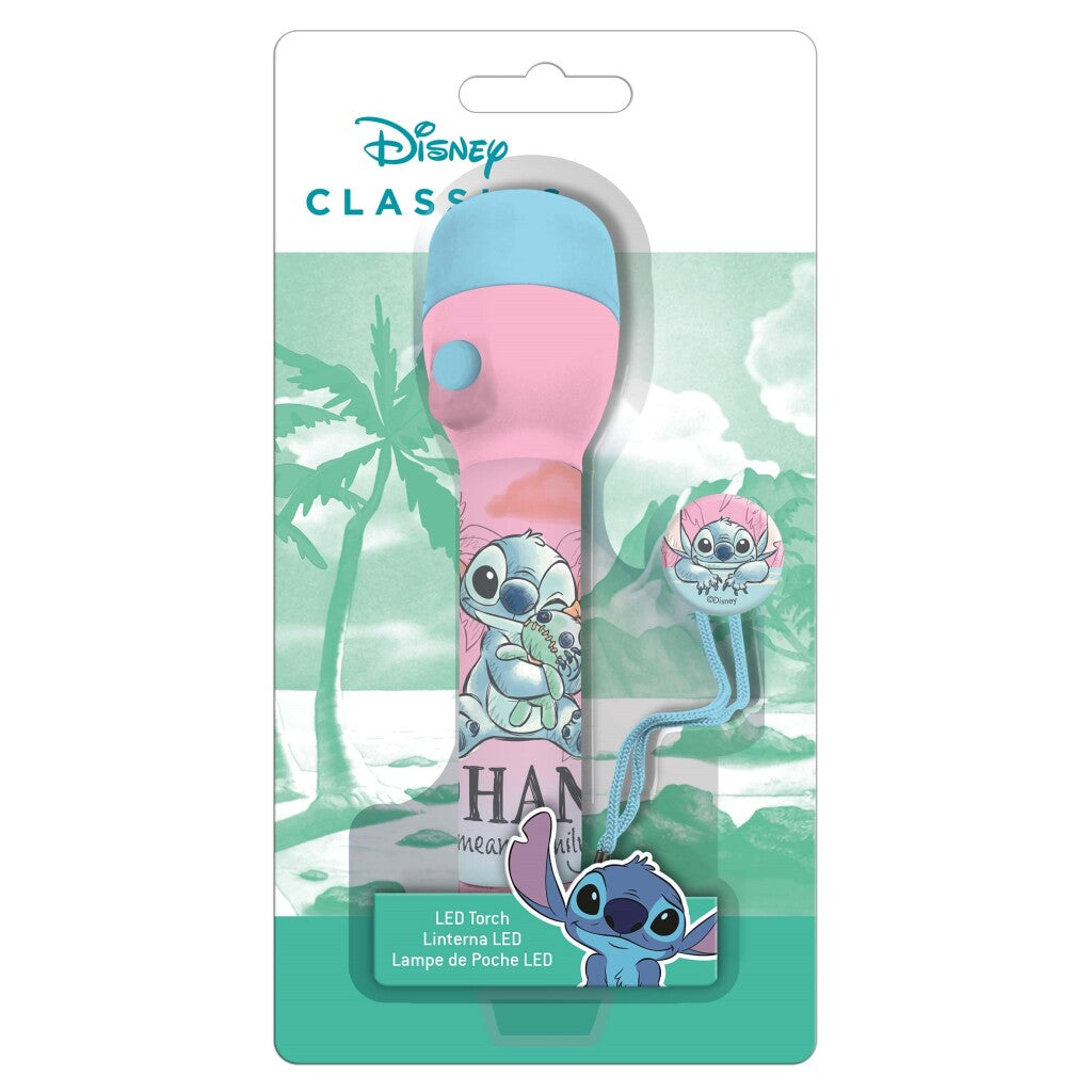 Lampe de poche Disney stitch 16 cm bleu rose