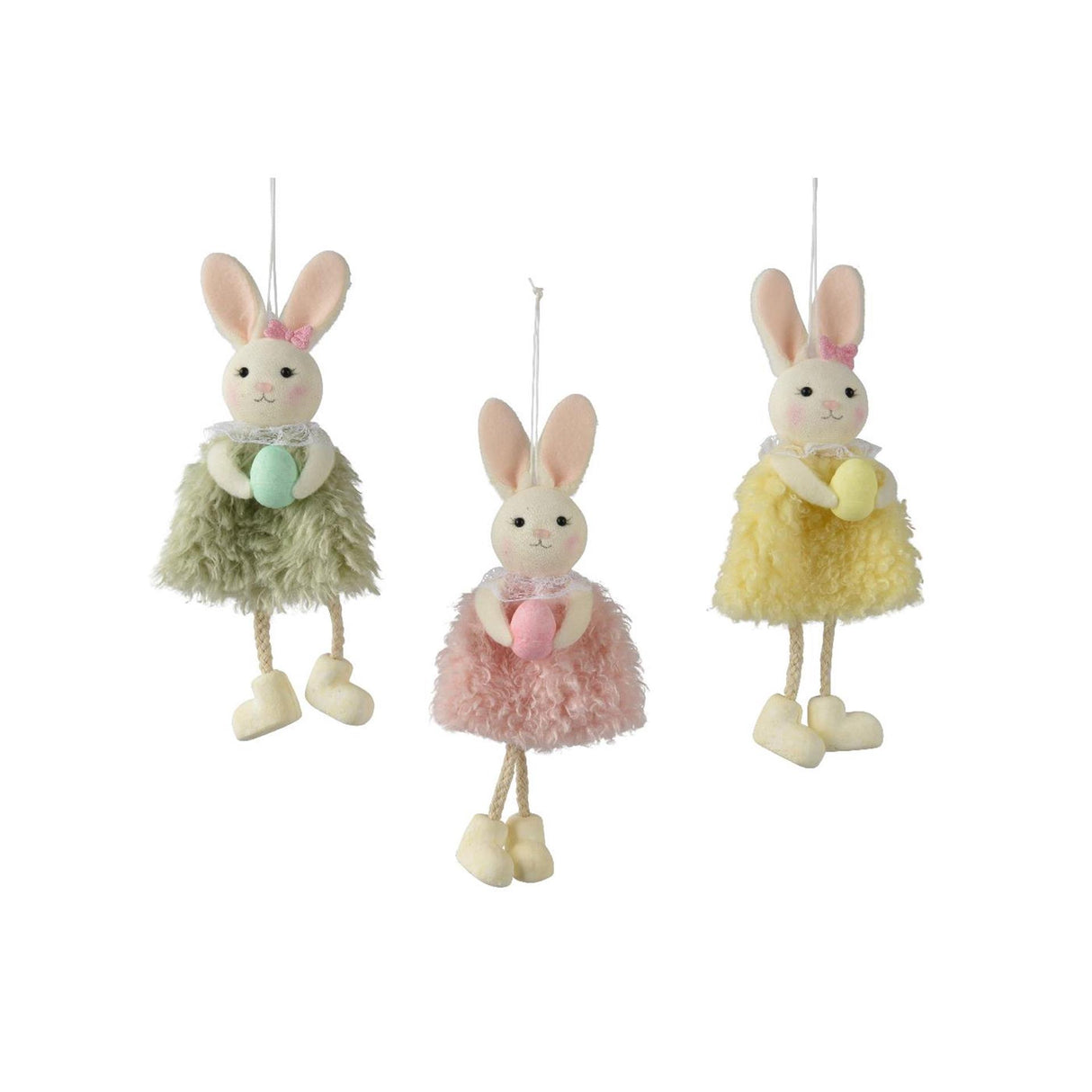 Decoris décoration à suspendre lapin polyester 9x3x19cm