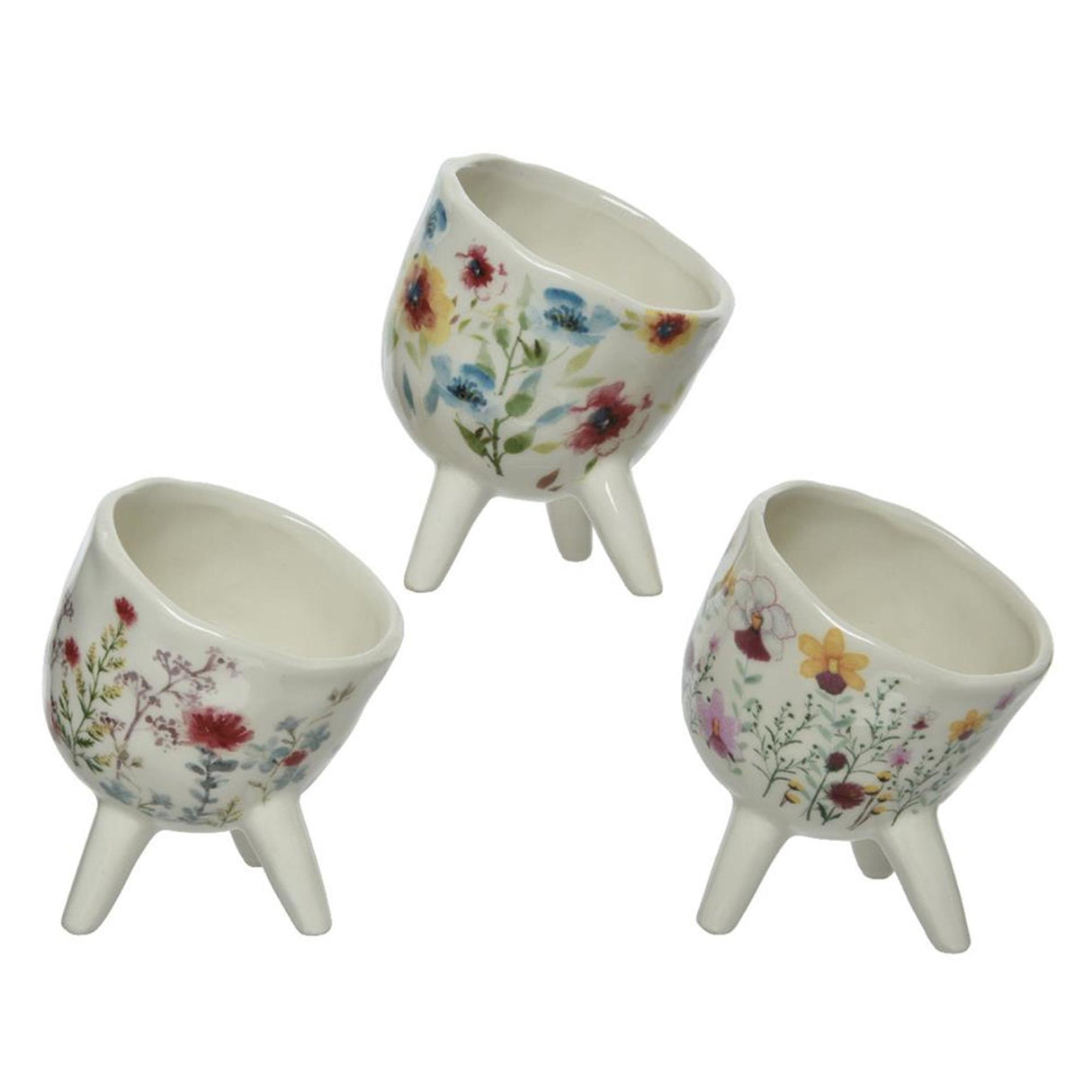 Pot de fleur Decoris dolomite h11,4cm avec motif floral