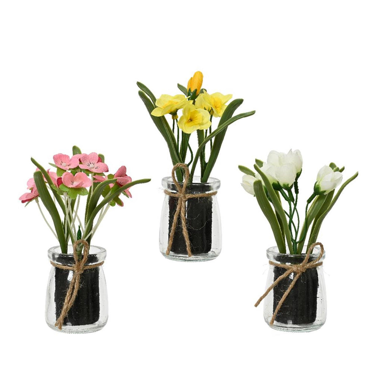 Plante artificielle Decoris en pot en verre h16cm