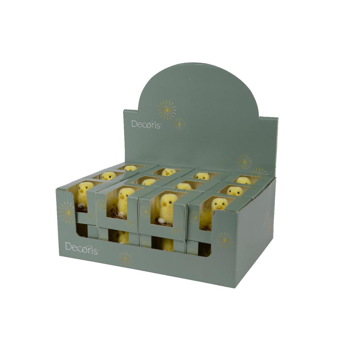 Poulet Decoris sur nid en boîte polyester ø7xh7cm