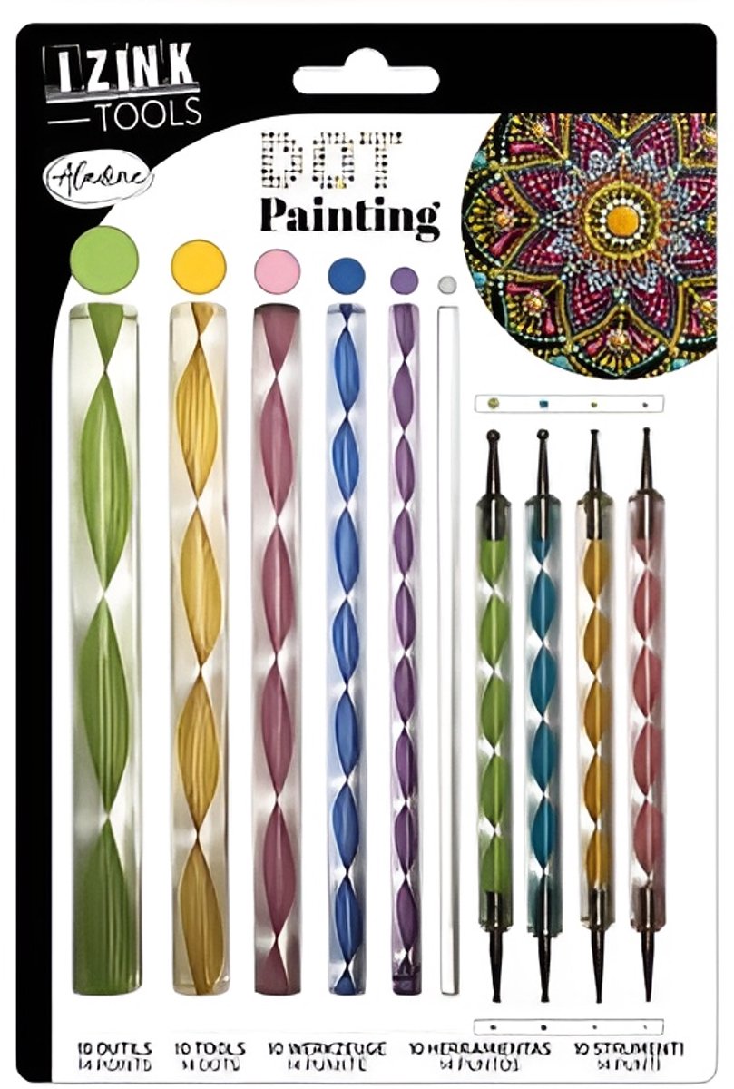 Aladine creatieve dot painting set - 10 gereedschappen voor stipkunst.