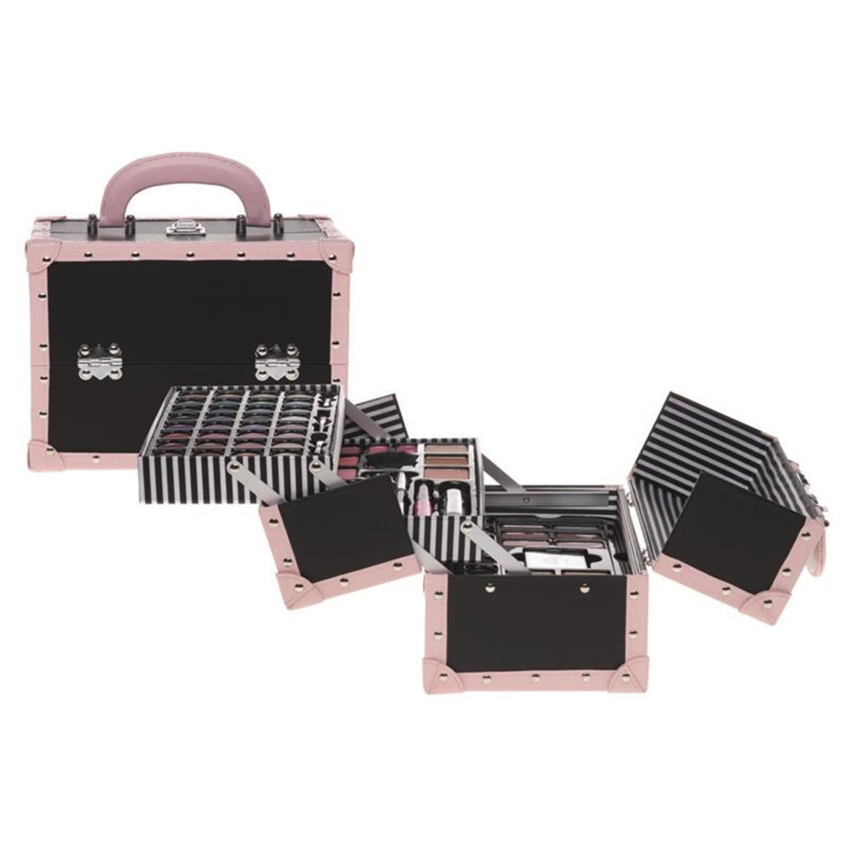 Trousse de maquillage basique noir rose