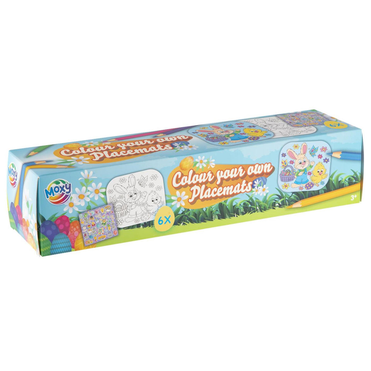 Sets de table de groupe d'artisanat créatif couleurs Pâques avec autocollants crayons, 6 pcs.
