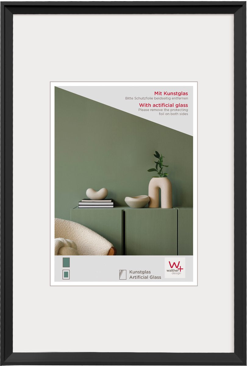 Walther Desir - cadre en plastique - format photo 30x40 cm - verre d'art - noir