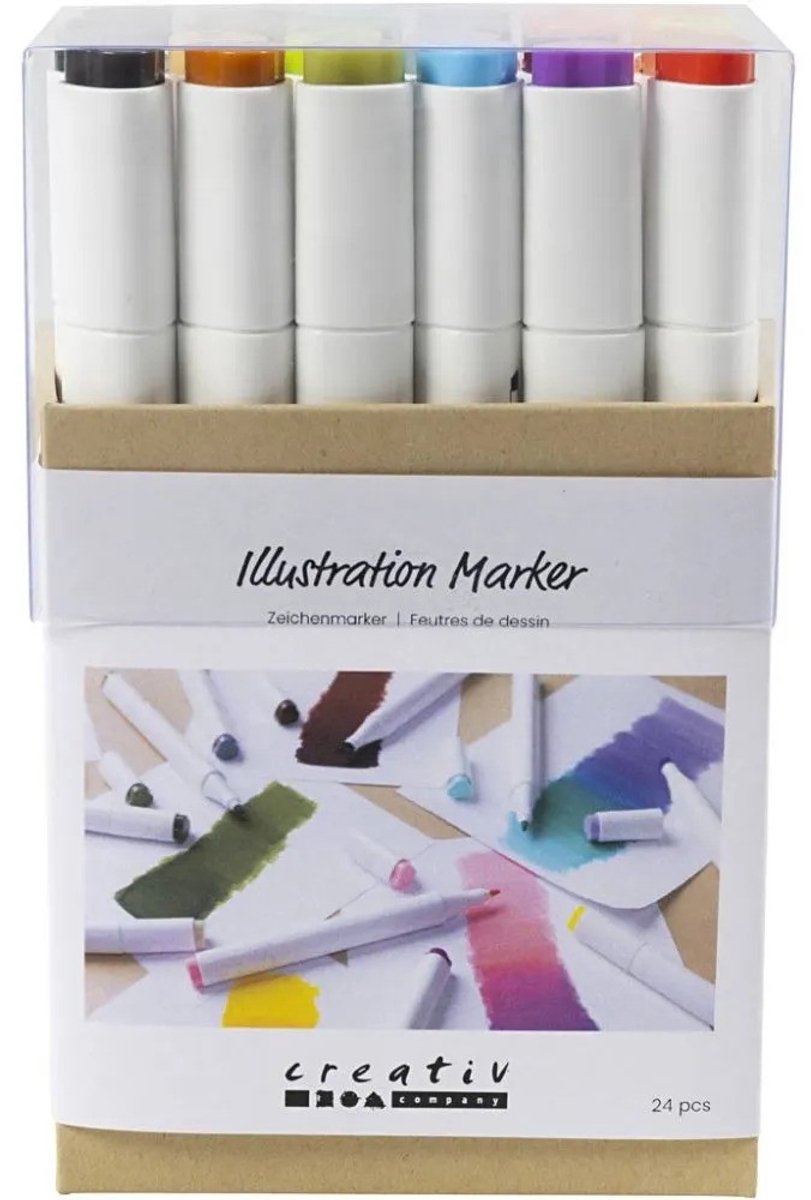 Société créative https : www.ccobby.nl marqueur de dessin-épaisseur de ligne-1-8-mm-couleurs pastel-couleurs standard-24-pièces-1-boîte