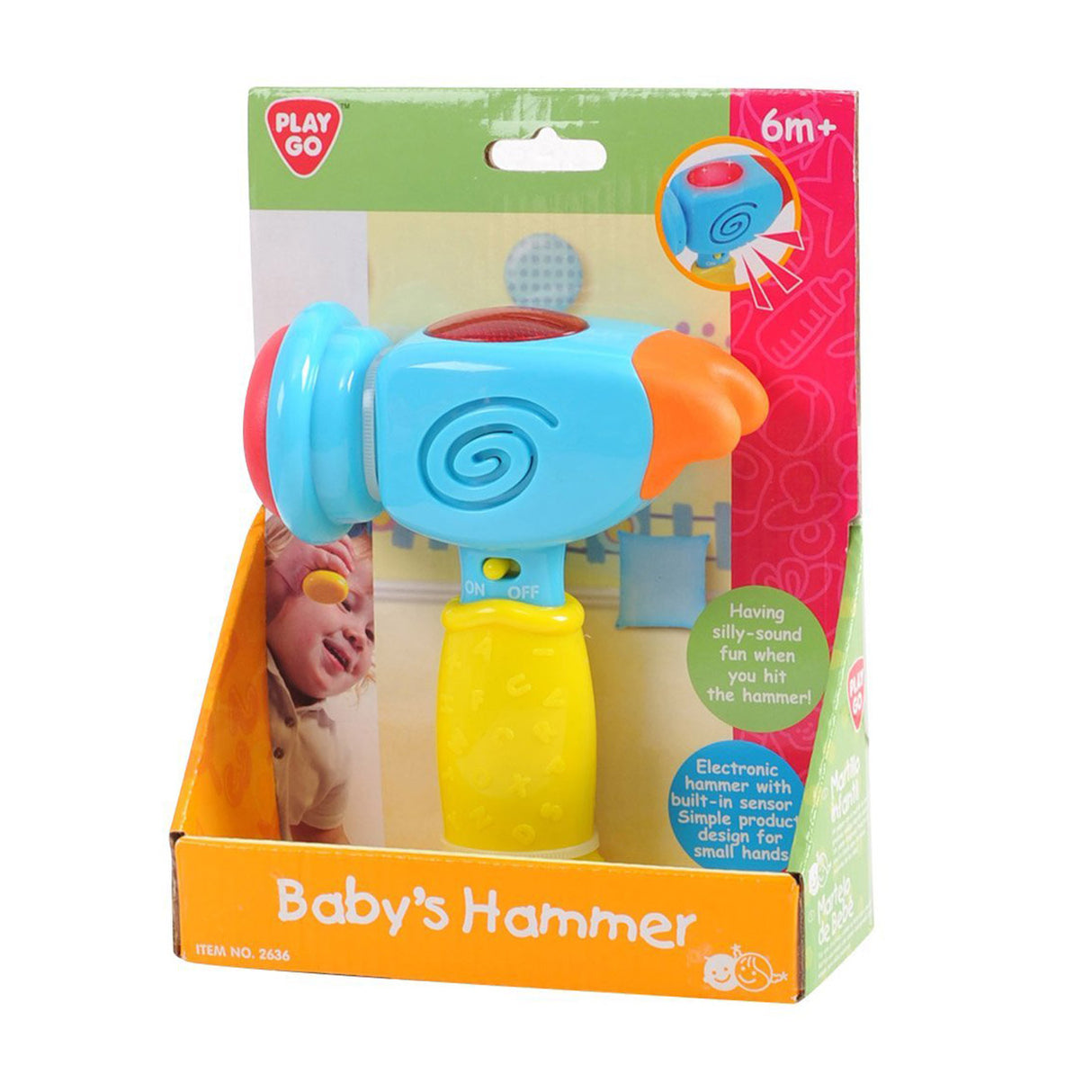 Marteau jouet pour bébé Playgo avec lumière et son - motricité.