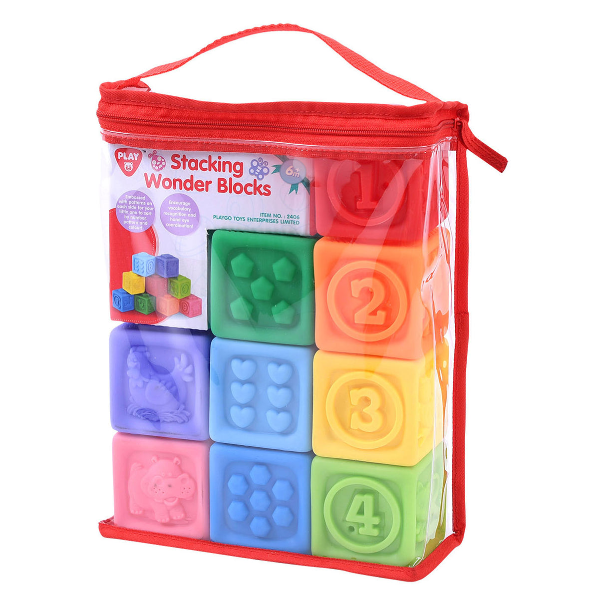 Blocs tactiles empilables Playgo - 9 pièces.