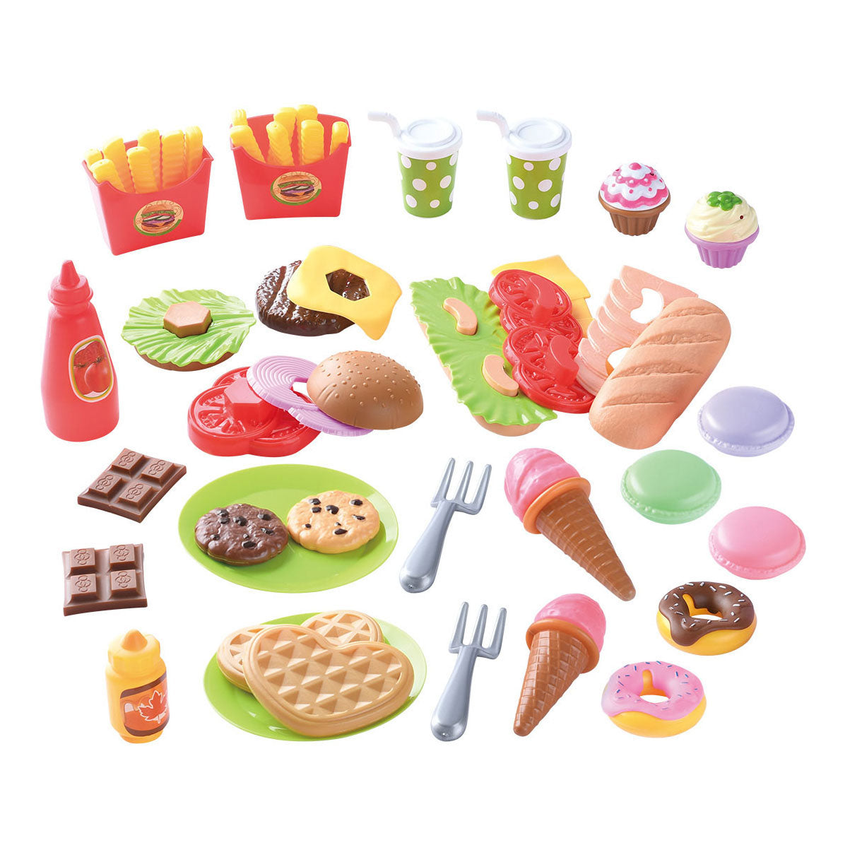 Playgo jouet nourriture déjeuner et collations ensemble de jeu - 60 pièces.