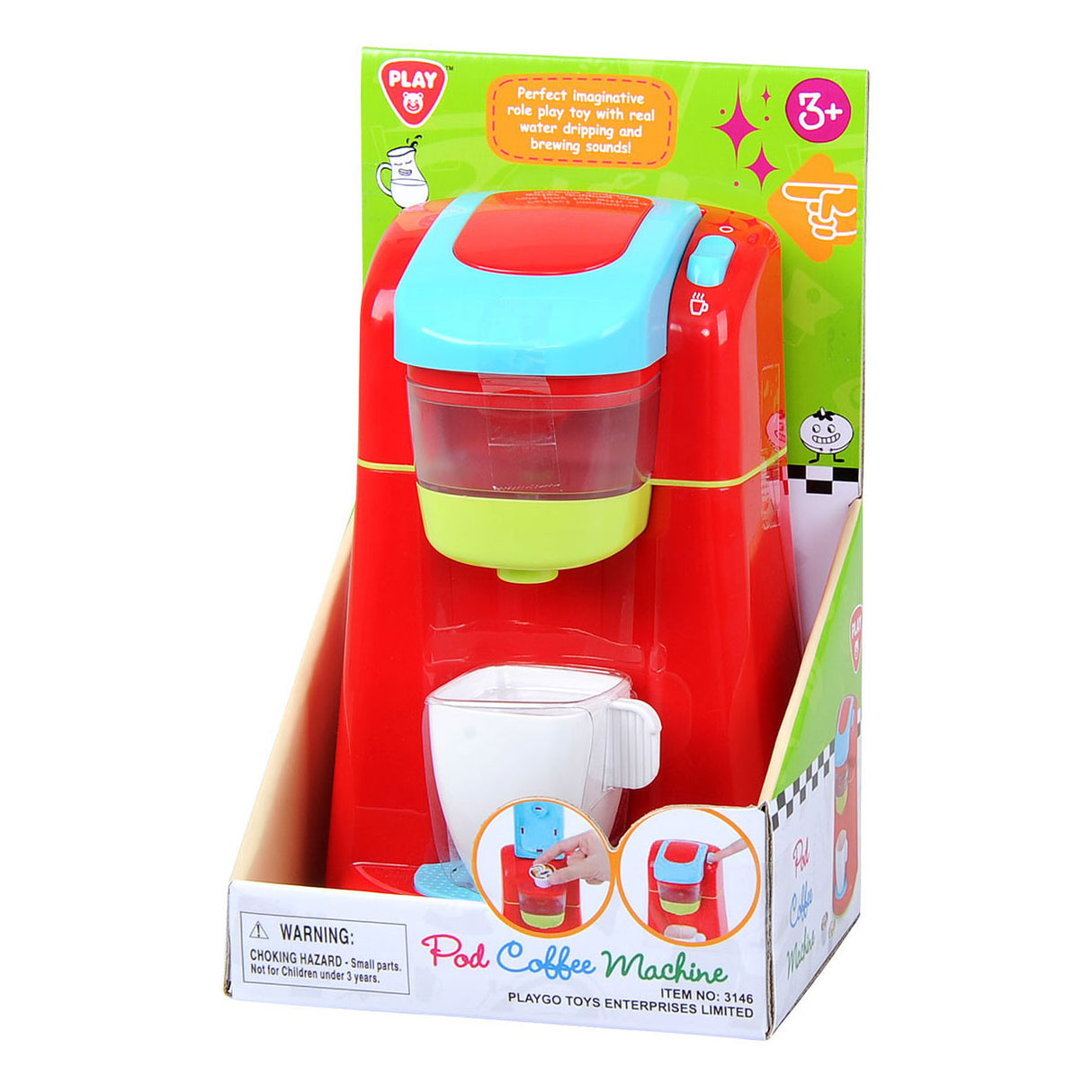 Machine à café Playgo rouge avec tasses - 4 pcs.