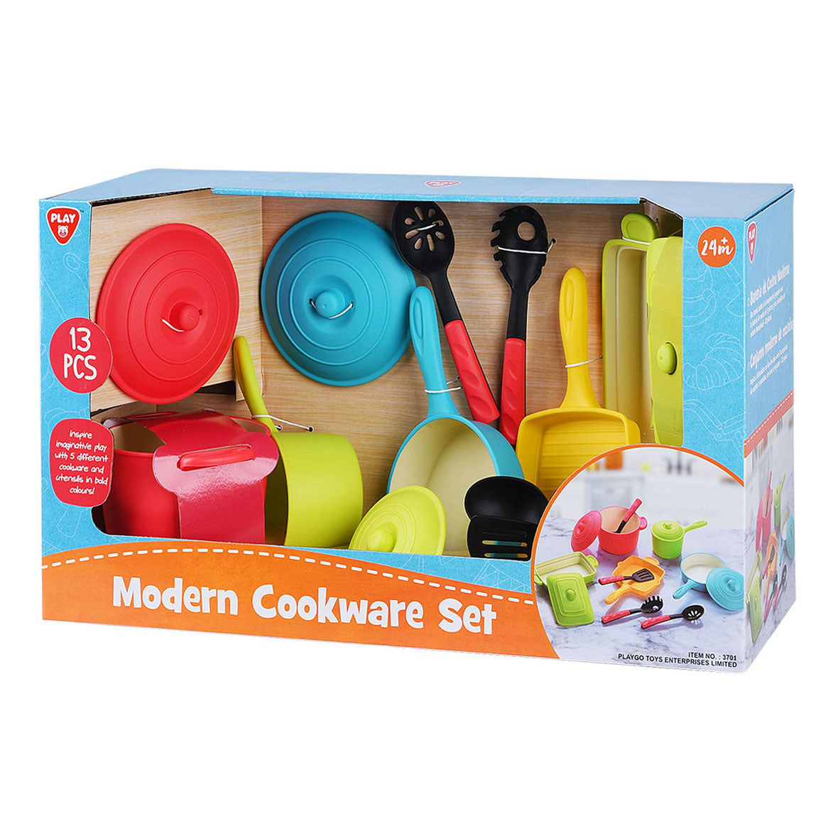 Ensemble de poêles et accessoires de cuisine Playgo moderne - 13 pièces.