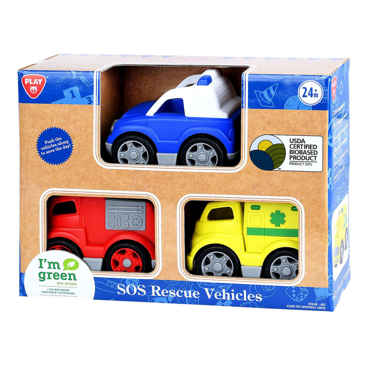 Véhicules de service d'urgence biosourcés Playgo - 3 pcs.