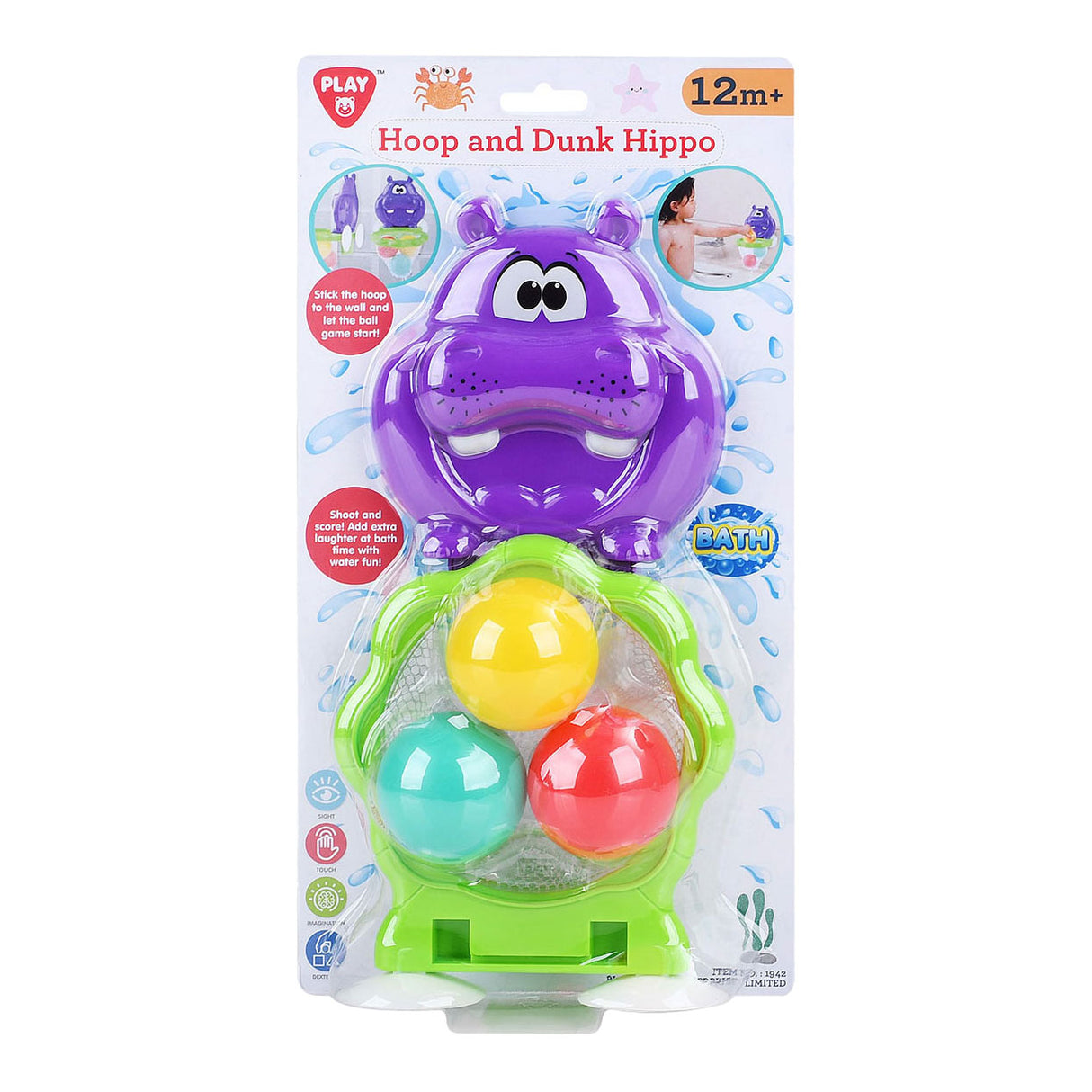 Playgo jouet de bain basket-ball hippopotame ensemble de jeu - 4 pièces.