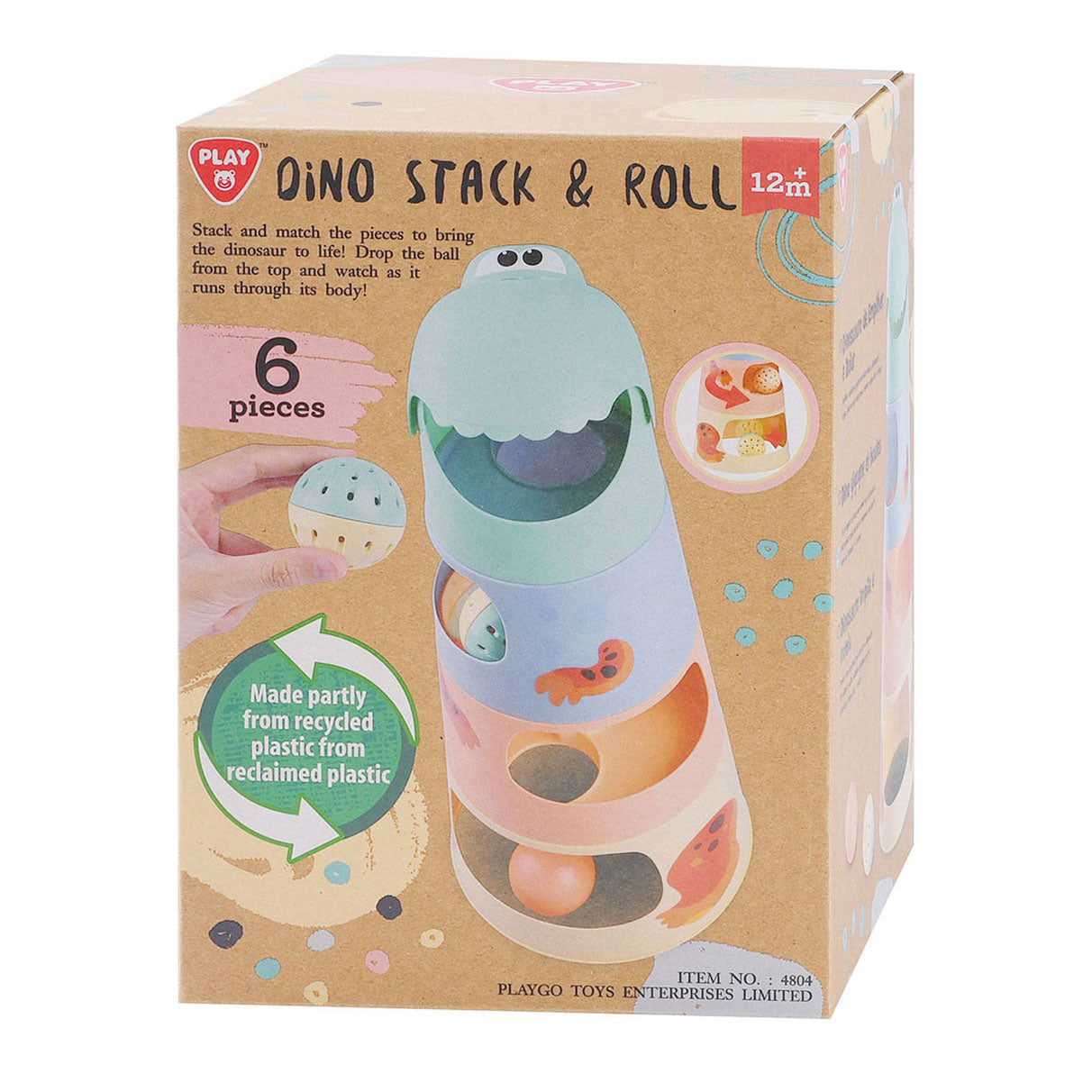 Tour d'empilage Playgo Dino avec balles - 6 pcs.