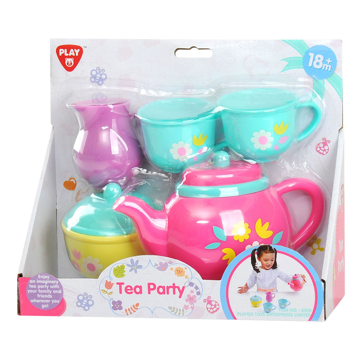 Service à thé Playgo, ensemble de jeu de fleurs - 7 pièces.