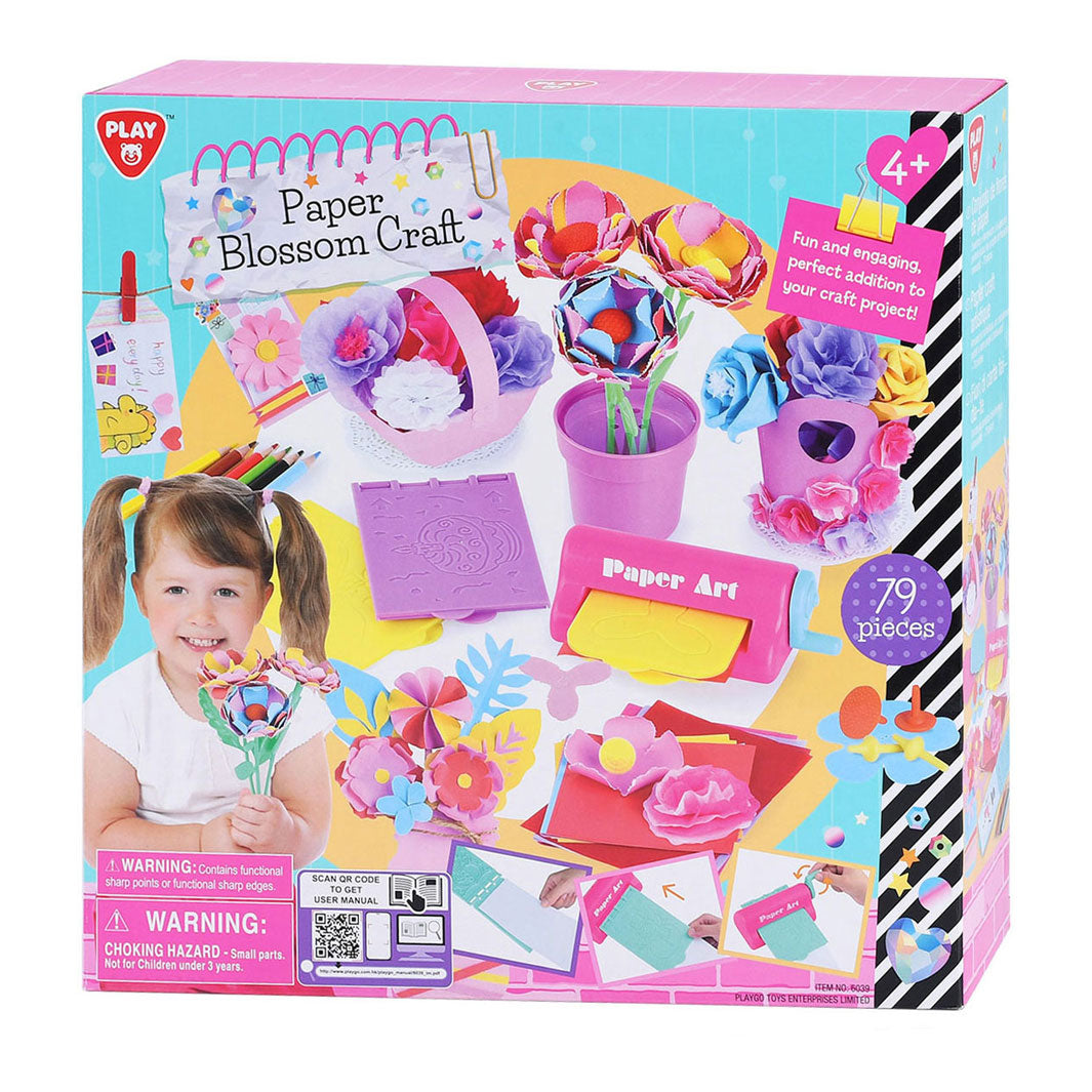 Ensemble artisanal de fabrication de fleurs en papier Playgo - 79 pièces.